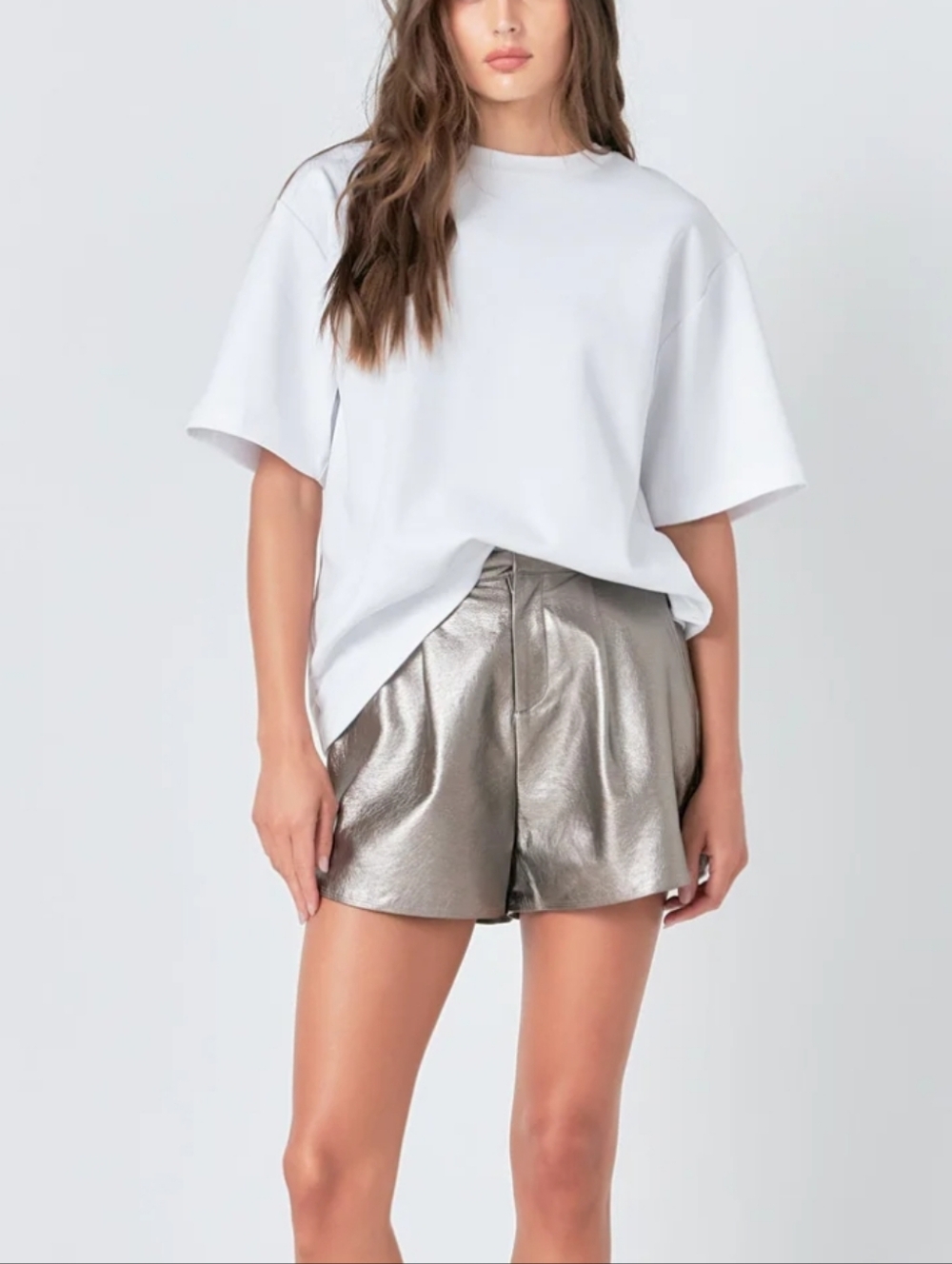 GREY LAB Silver Lamè Shorts Women’s Sz Medium